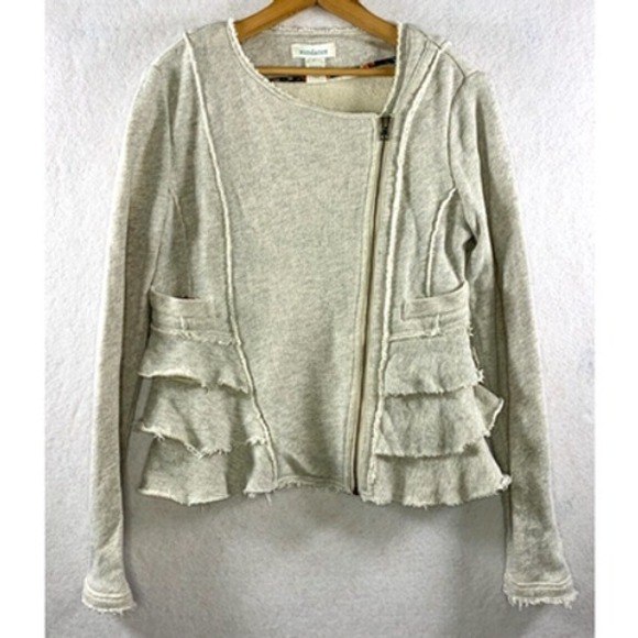 Sundance Jackets & Blazers - Sundance Womens‎ Ruffled Joy Jacket Sz S Gray Cotton Boho Moto Feminine Edgy